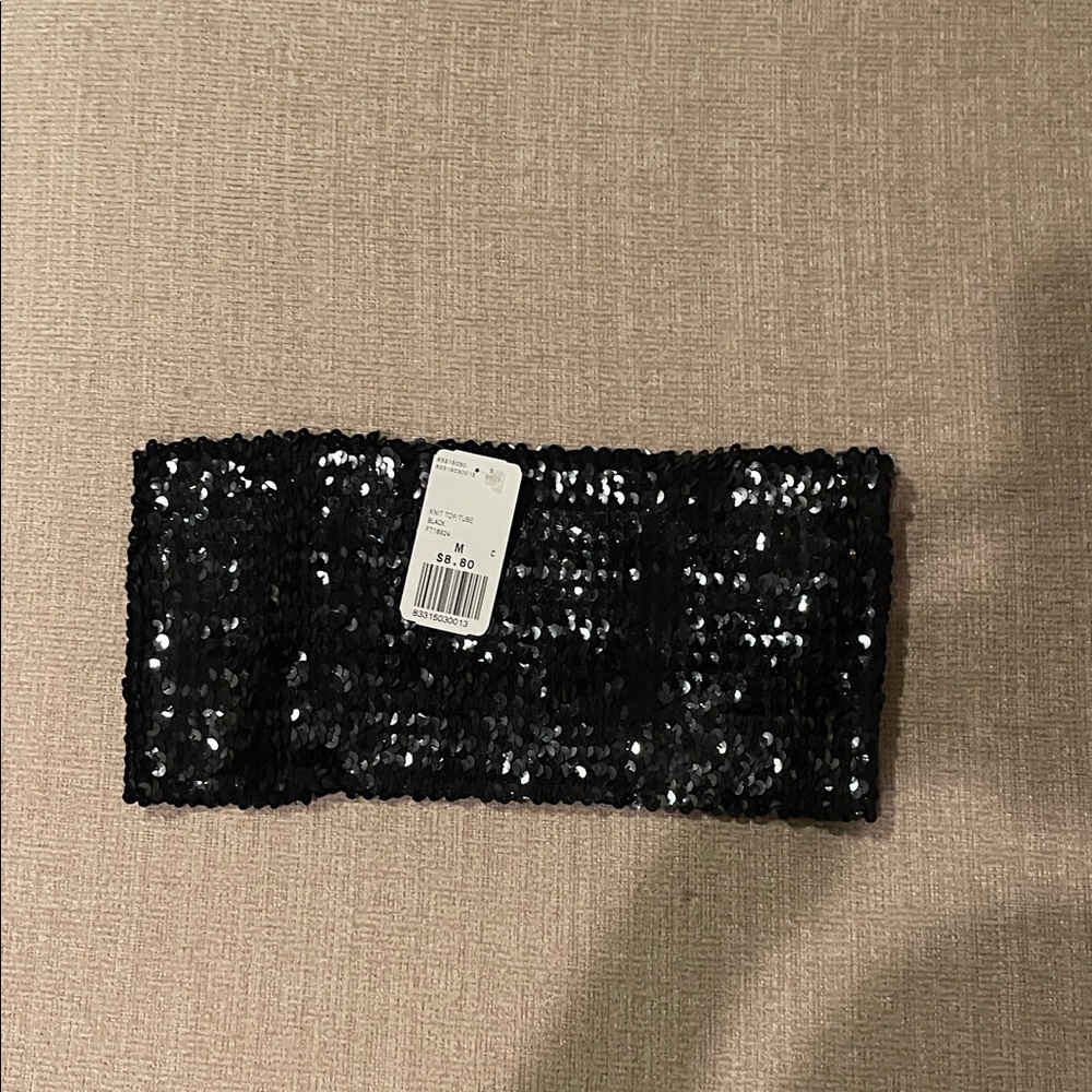 Elegant Black Sequin Crop Top